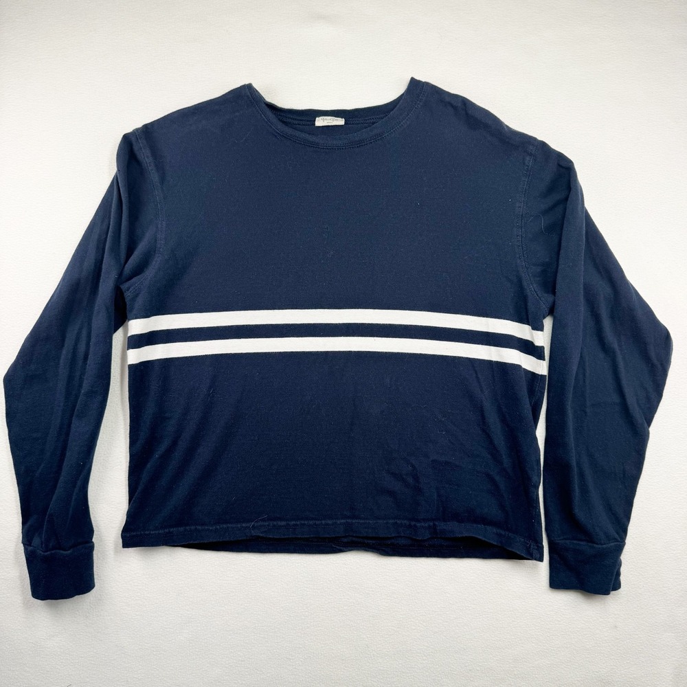 John Galt Brandy Melville Navy White Striped Long Sleeve Shirt Size Small